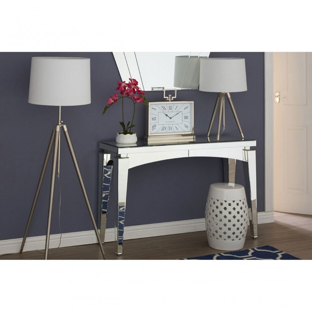 Unique Tripod Table Lamp, Iron, Linen, Cream