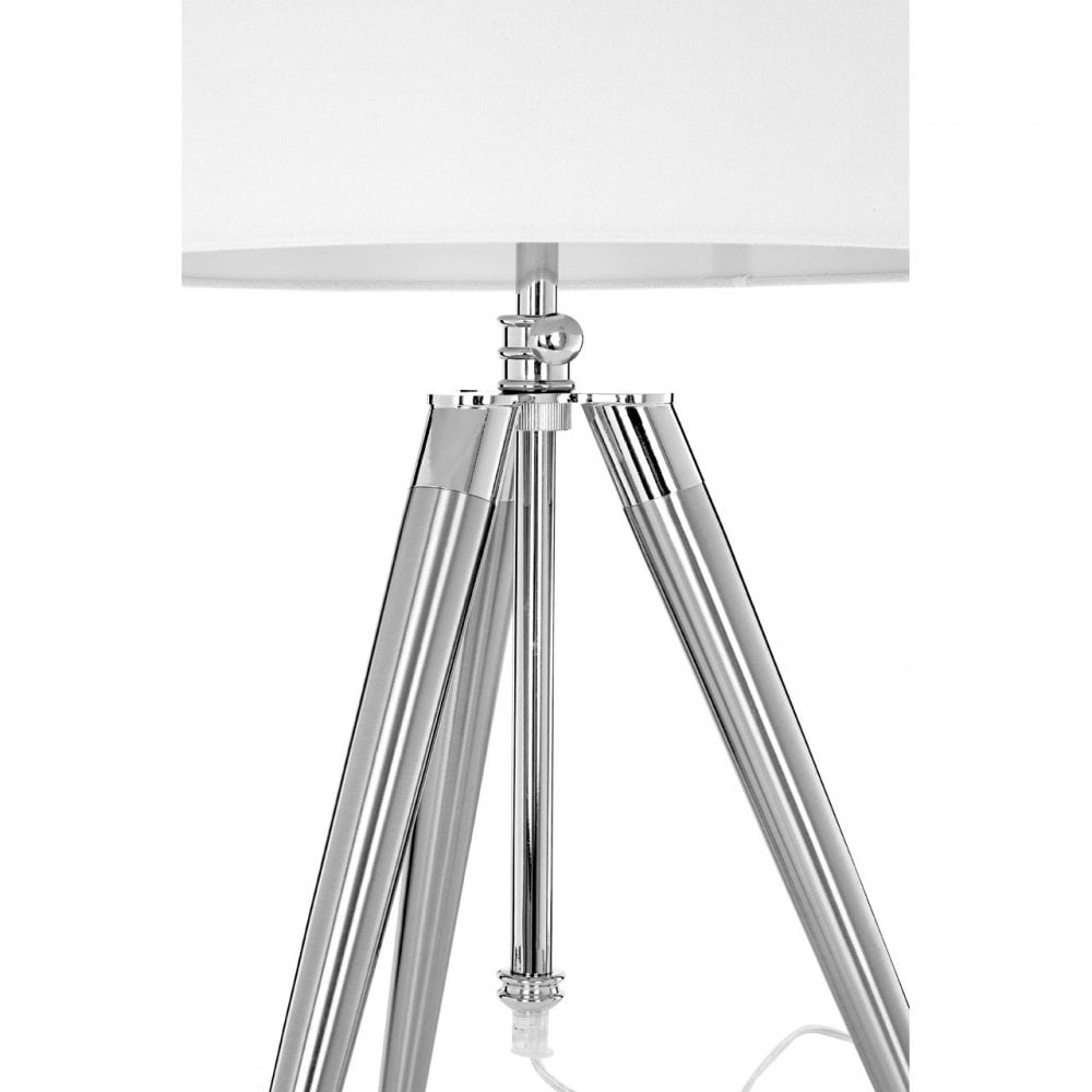 Unique Tripod Table Lamp, Iron, Linen, Cream