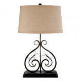 Portia Table Lamp, Fabric, Black