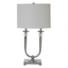 Lene Table Lamp (EU Plug), Chromed Fabric, Silver