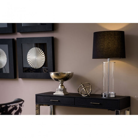 Aysel Table Lamp, Glass, Linen, Silver