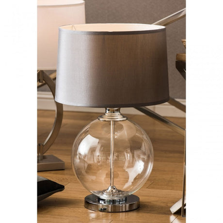 Edna Small Table Lamp, Glass, Silk, Clear