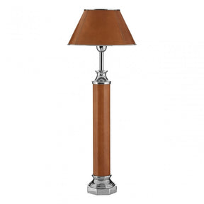 Oxlane Oxlane Churchill Table Lamp, Aluminium, Brass, Leather, Iron, Steel, Brown