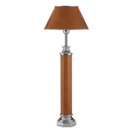 Oxlane Oxlane Churchill Table Lamp, Aluminium, Brass, Leather, Iron, Steel, Brown