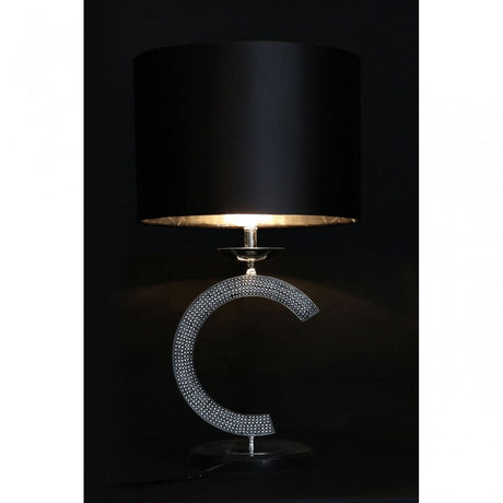 Glittering C Table Lamp, Polyresin, Silver