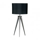 Tripod Feature Lamp, Chrome, Fabric, Black
