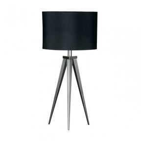 Tripod Feature Lamp, Chrome, Fabric, Black