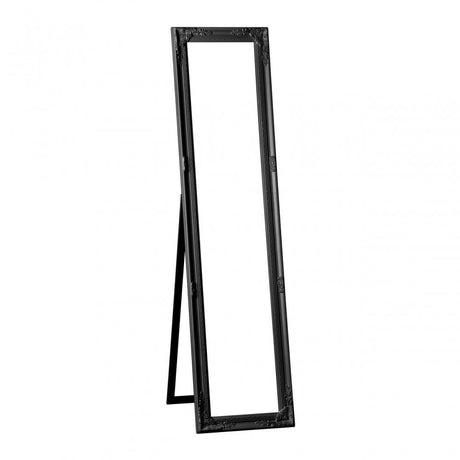 Chic Vintage Floor Standing Mirror, Fir Wood, Mirrored Glass, Black
