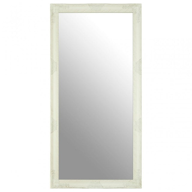Zelma White/Brushed Gold Finish Wall Mirror, Wood, Mirrored, White
