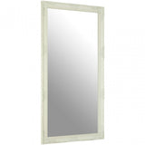 Zelma White/Brushed Gold Finish Wall Mirror, Wood, Mirrored, White