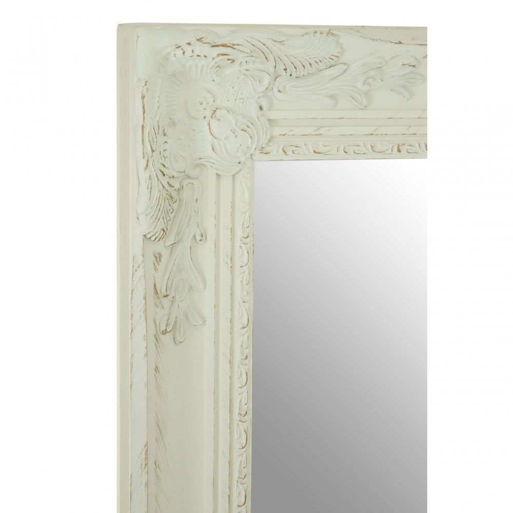 Zelma White/Brushed Gold Finish Wall Mirror, Wood, Mirrored, White