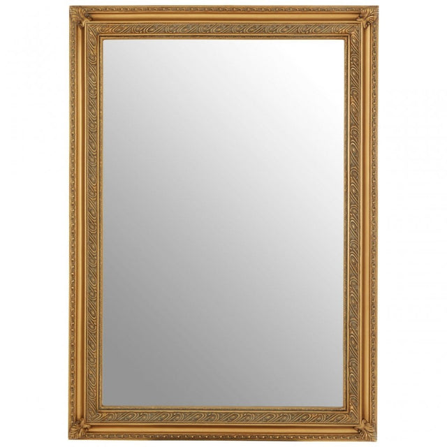 Zelma Gold Finish Wall Mirror, Wood, Mirrored, Gold