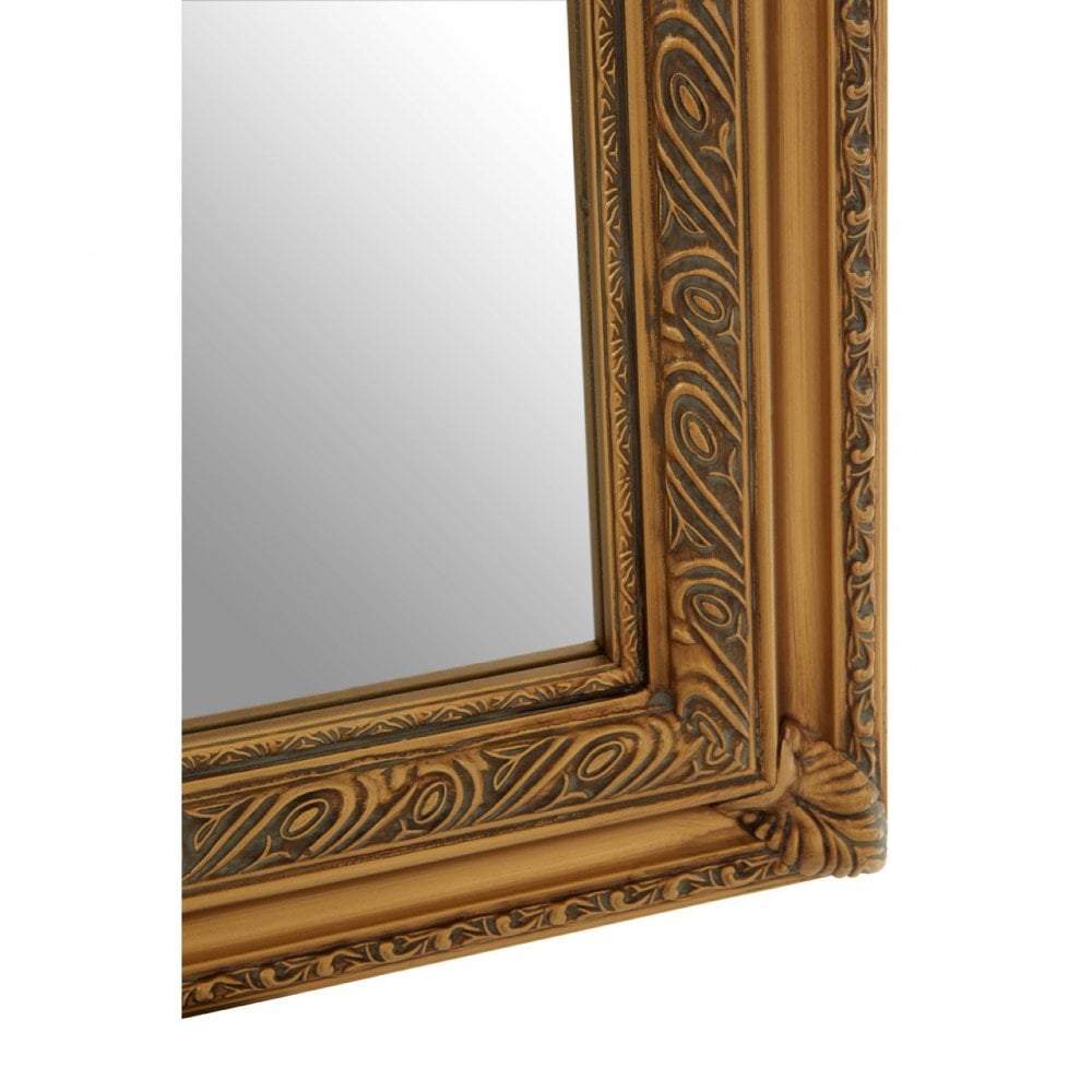 Zelma Gold Finish Wall Mirror, Wood, Mirrored, Gold