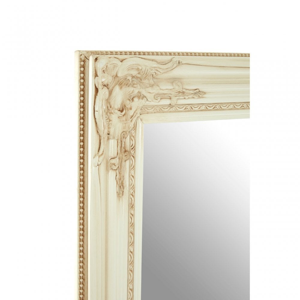 Zelma Bone White Wall Mirror, Wood, Mirrored, White