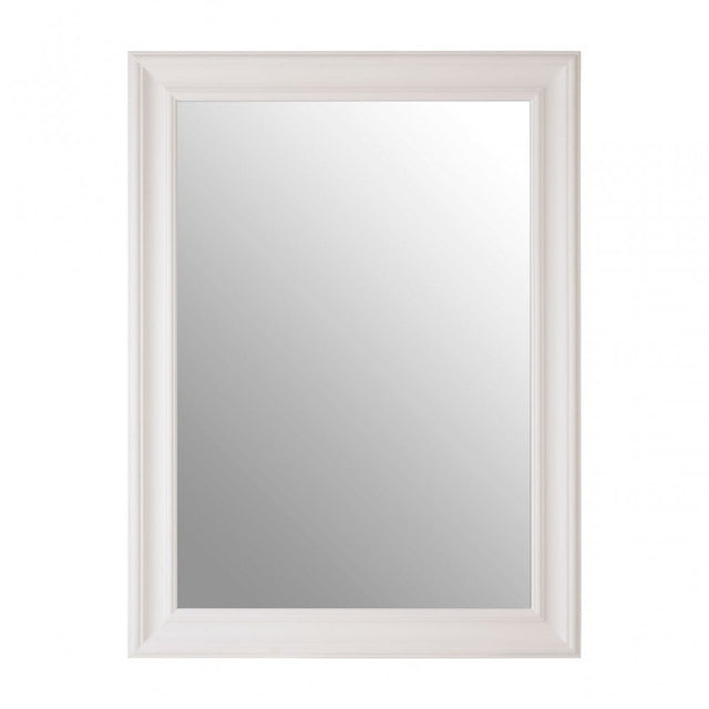 Zelma White Finish Wall Mirror, Wood, Mirrored, White