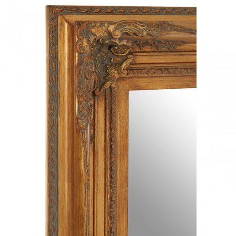 Bourbin Rectangular Antique Gold Wall Mirror, Gold