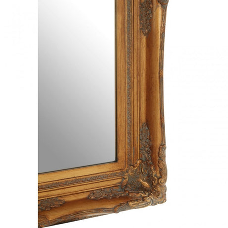 Bourbin Rectangular Antique Gold Wall Mirror, Gold