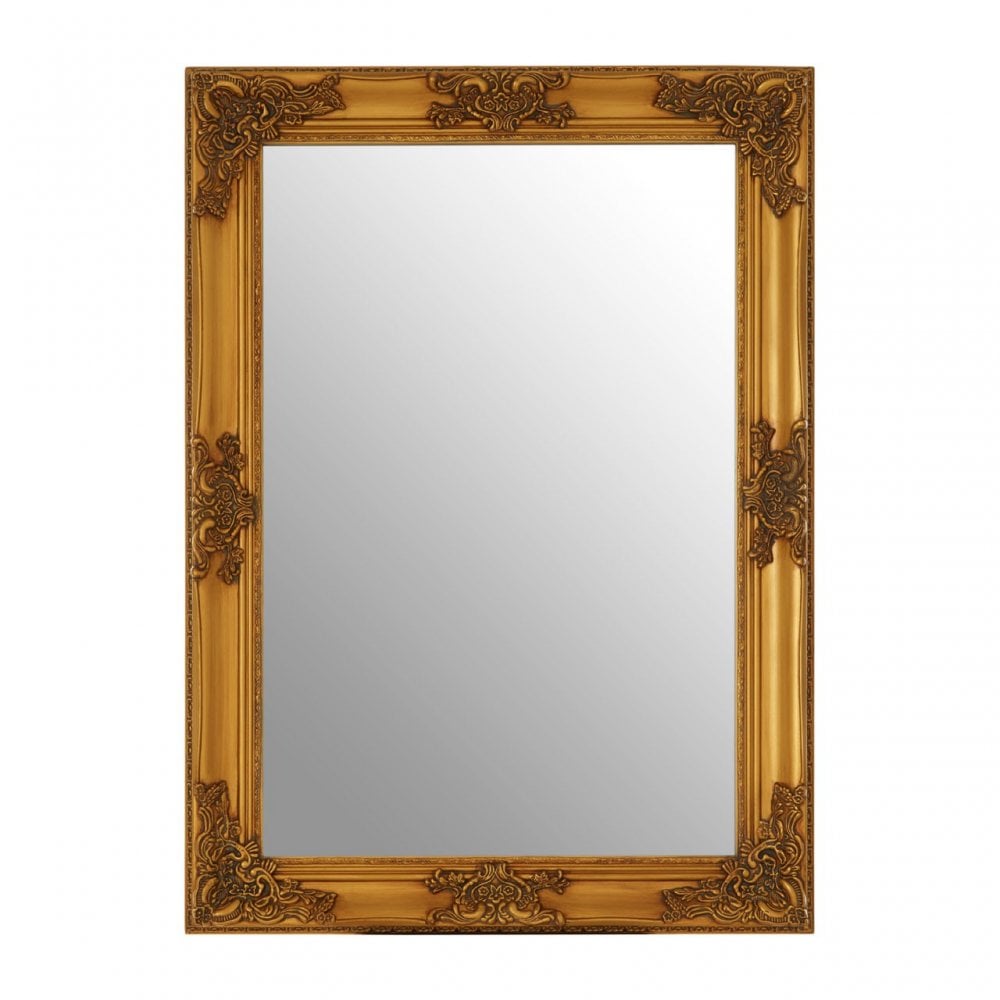 Carly Wall Mirror, Wood, Mirrored Glass, Wood, Gold