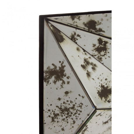 Rizzar 3D Triangular / Speckled Wall Mirror, Glass, Plywood, Black