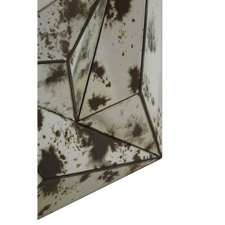 Rizzar 3D Triangular / Speckled Wall Mirror, Glass, Plywood, Black