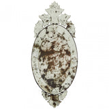 Rizzar Wall Mirror with Decorative Crown, Glass, Plywood, Silver