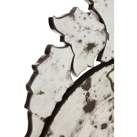 Rizzar Wall Mirror with Decorative Crown, Glass, Plywood, Silver
