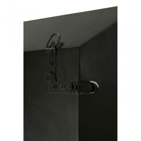 Rizzar Large Wall Mirror with Bevelled Edges, Glass, Plywood, Black