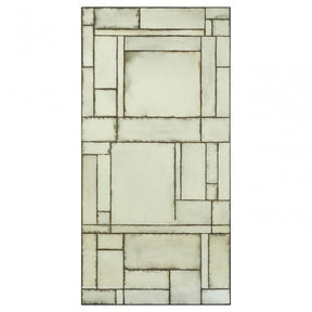 Rizzar Large Asymmetric Wall Mirror, Glass, Plywood, Black