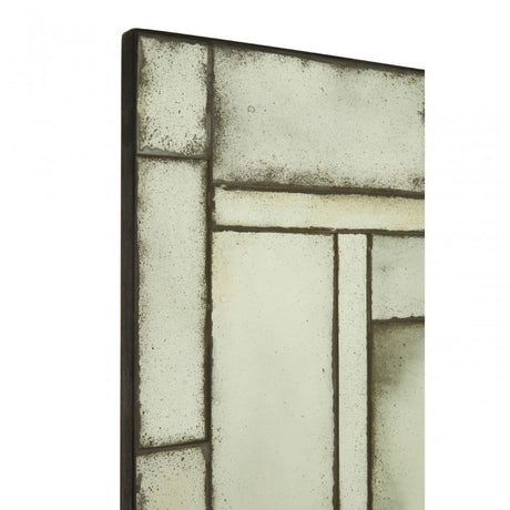 Rizzar Large Asymmetric Wall Mirror, Glass, Plywood, Black