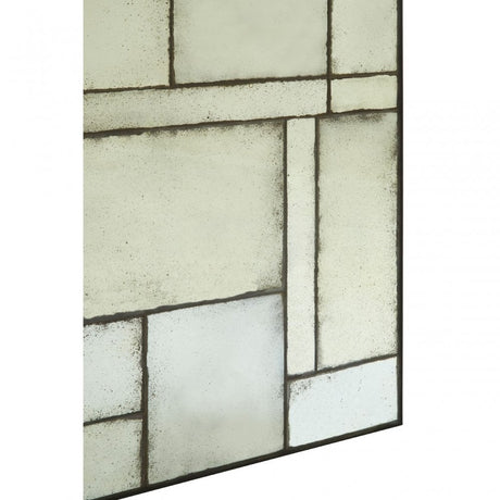 Rizzar Large Asymmetric Wall Mirror, Glass, Plywood, Black