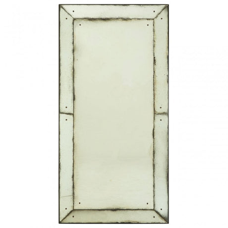 Rizzar Large Panelled Wall Mirror, Glass, Plywood, Black