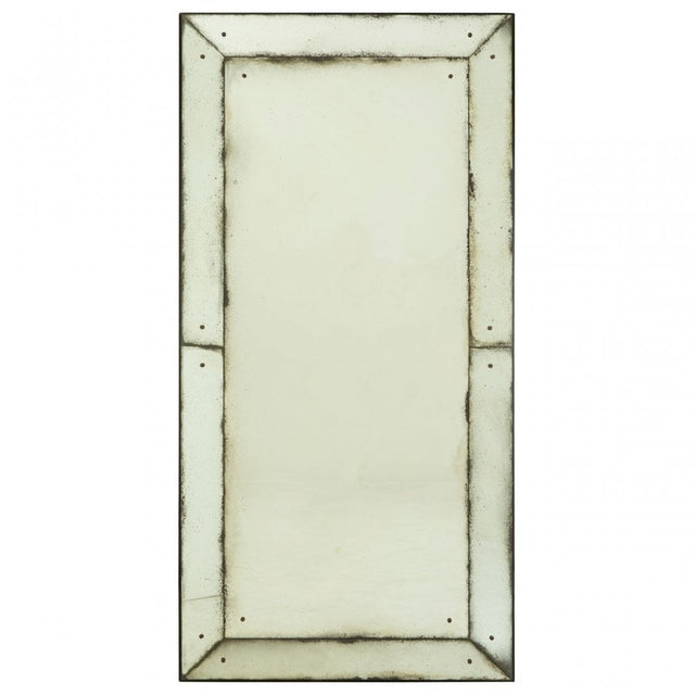 Rizzar Large Panelled Wall Mirror, Glass, Plywood, Black