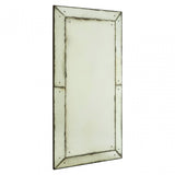 Rizzar Large Panelled Wall Mirror, Glass, Plywood, Black