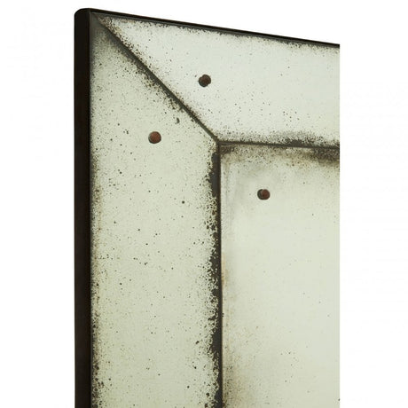 Rizzar Large Panelled Wall Mirror, Glass, Plywood, Black
