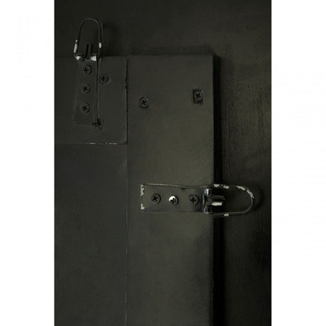Rizzar Large Panelled Wall Mirror, Glass, Plywood, Black