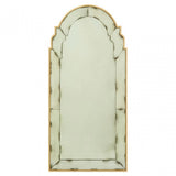 Rizzar Black / Gold Frame Arched Wall Mirror, Glass, Plywood, Black