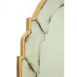 Rizzar Black / Gold Frame Arched Wall Mirror, Glass, Plywood, Black