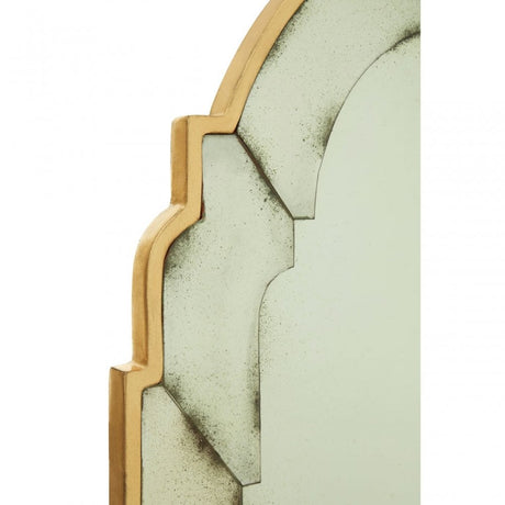 Rizzar Black / Gold Frame Arched Wall Mirror, Glass, Plywood, Black