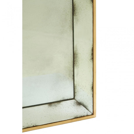 Rizzar Black / Gold Frame Arched Wall Mirror, Glass, Plywood, Black