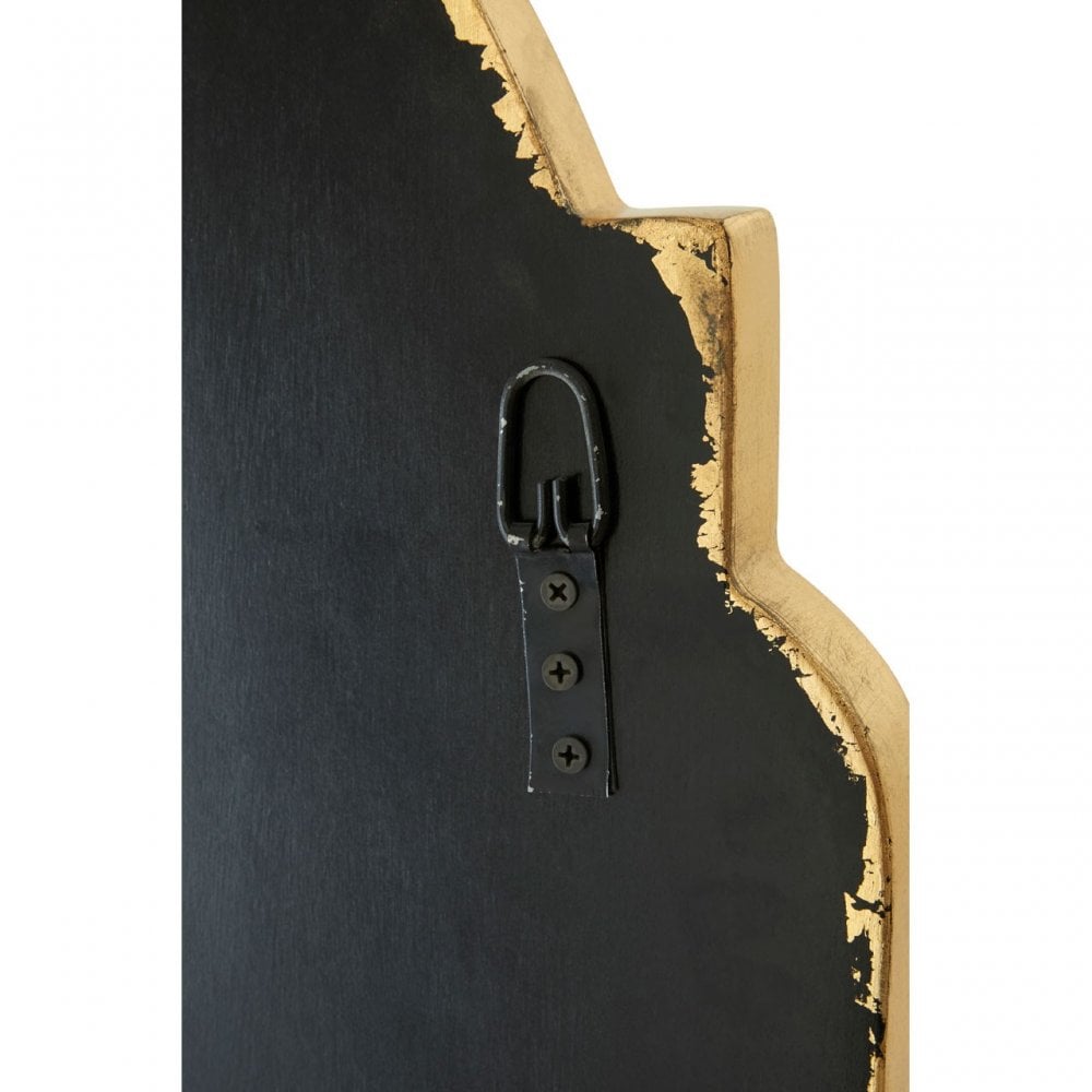 Rizzar Black / Gold Frame Arched Wall Mirror, Glass, Plywood, Black