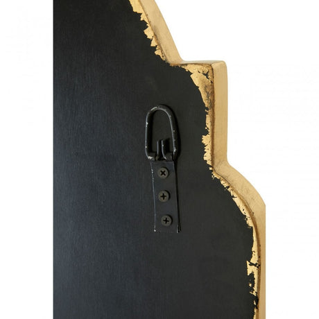 Rizzar Black / Gold Frame Arched Wall Mirror, Glass, Plywood, Black