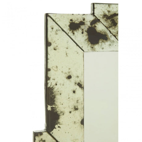 Rizzar Rectangular/Cut Out Frame Wall Mirror, Glass, Plywood, Black