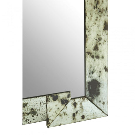 Rizzar Rectangular/Cut Out Frame Wall Mirror, Glass, Plywood, Black