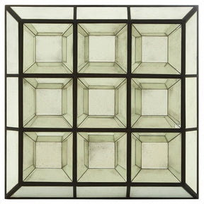 Rizzar Multi 3D Design Wall Mirror, Glass, Plywood, Black