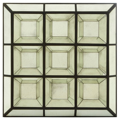 Rizzar Multi 3D Design Wall Mirror, Glass, Plywood, Black