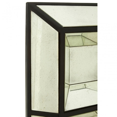 Rizzar Multi 3D Design Wall Mirror, Glass, Plywood, Black