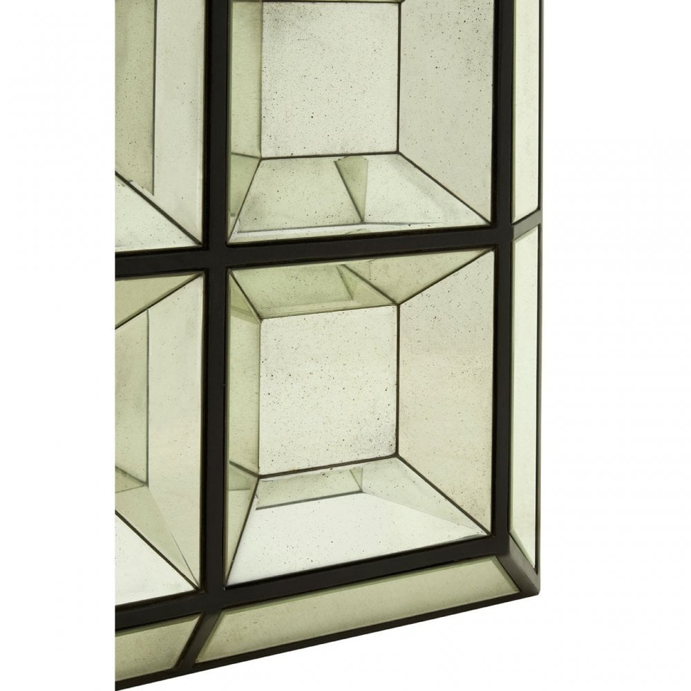 Rizzar Multi 3D Design Wall Mirror, Glass, Plywood, Black