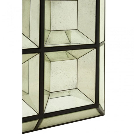 Rizzar Multi 3D Design Wall Mirror, Glass, Plywood, Black