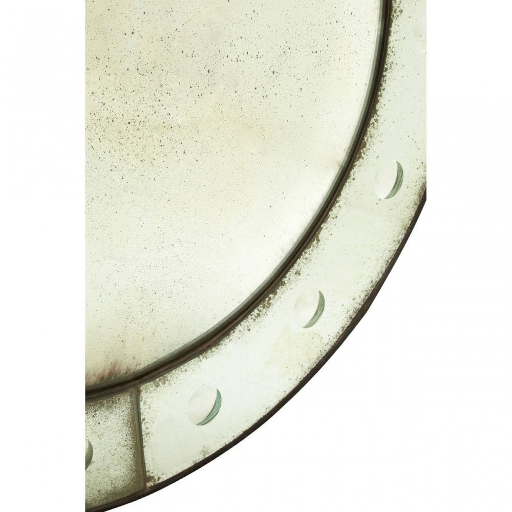 Rizzar Bubble Effect Convex Wall Mirror, Glass, Plywood, Black
