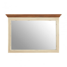 Virginia Wall Mirror, Fir Wood Veneer, Mirrored Glass, Paulownia Wood, Cream
